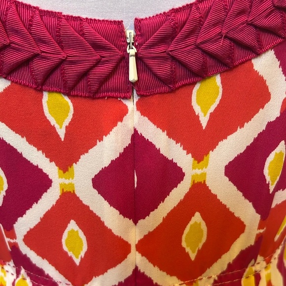 Tory Burch Geometric Print Sleeveless Dress Pink Orange Size 8 - Picture 7 of 8